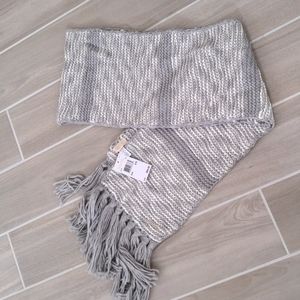 Michael Kors Heather Gray Cable Knit Scarf  W/ Fringe